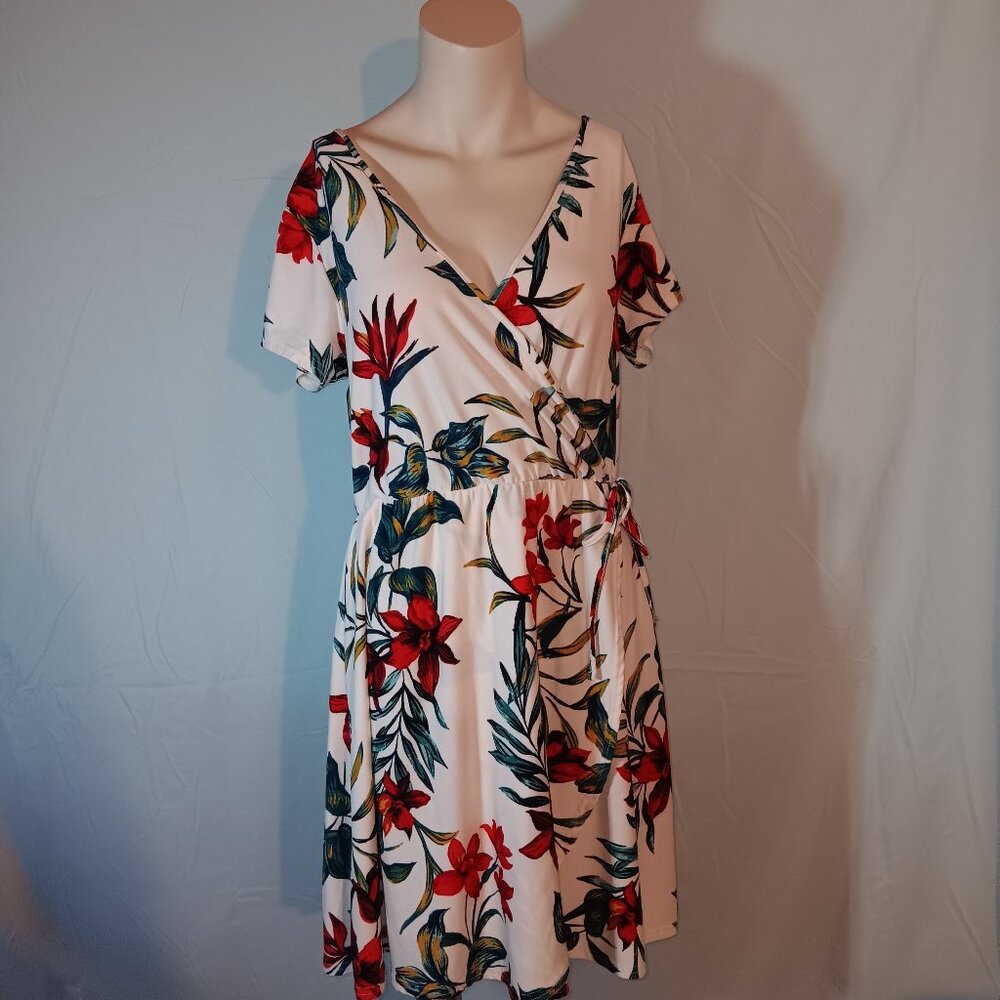 Derek Heart White Floral wrap around dress